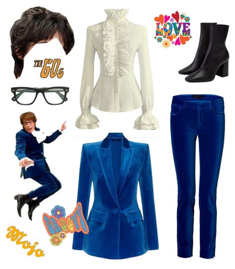 Austin Powers Costume Outfit | ShopLook Austin Powers Blue Suit, Austin Powers Inspired Outfits, Austin Powers Cosplay, Austin Powers Party Theme, Austin Powers Women Costume, Austin Powers And Fembot Costume, Austin Powers Costume Female, Female Austin Powers Costume, Austin Powers Fancy Dress