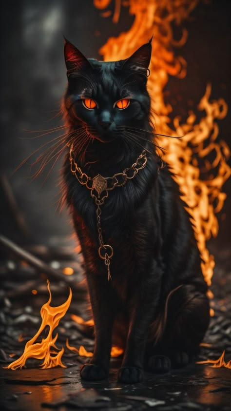 Black Cat Aesthetic, Warrior Concept Art, Horror Vintage, Dangerous Animals, Black Cat Art, Art Gallery Wallpaper, Mythical Creatures Art, Cat Aesthetic, Animal Wallpaper