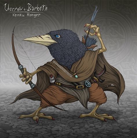 ArtStation - Uscrov Barbeth, kenku ranger Pigeon Aarakocra, Kenku Ranger, Dragons Character Design, D D Races, Dnd Minis, Character Portraits, Pigeon, Character Concept, Art Illustration