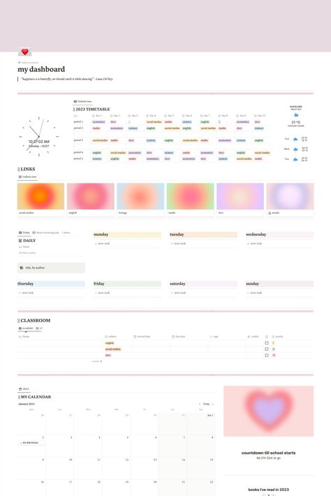 Notion Inspiration, Aesthetic Notion Template, Aesthetic Aura, Aura Aesthetic, Student Dashboard, Aesthetic Notion, School Template, School Organization Notes, Digital Organization