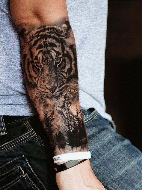 Arm Tattoos Tiger, Tiger Pattern, Sleeve Ideas, Pet Tiger, Sleeves Ideas, Paper Animals, Tiger Tattoo, Temporary Tattoo Stickers, Friend Tattoos