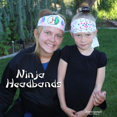 Doodlecraft: Ninja Headbands! Ninja Themed Birthday Party Activities, Preschool Ninja Activities, Ninja Party Activities, Ninja Crafts For Kids, Ninja Party Ideas, Ninja Craft, Ninja Warrior Birthday Party, Birthday Ideas For Boys, Ninja Birthday Party Ideas