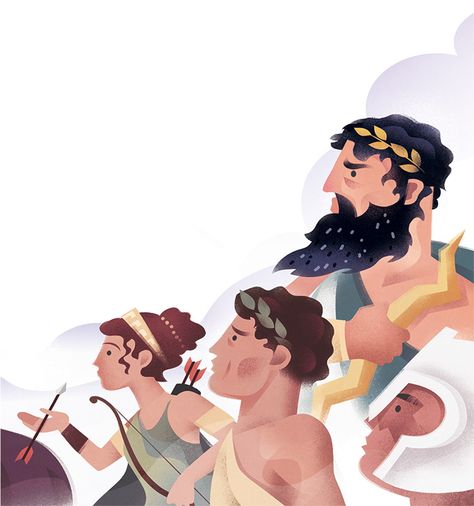 Ancient Greek Illustration, Greek Mythology Illustration, Mythology Illustration, Greek Pantheon, Greek Heroes, Flat Design Illustration, Human Figure Drawing, Boy Illustration, Greek Art