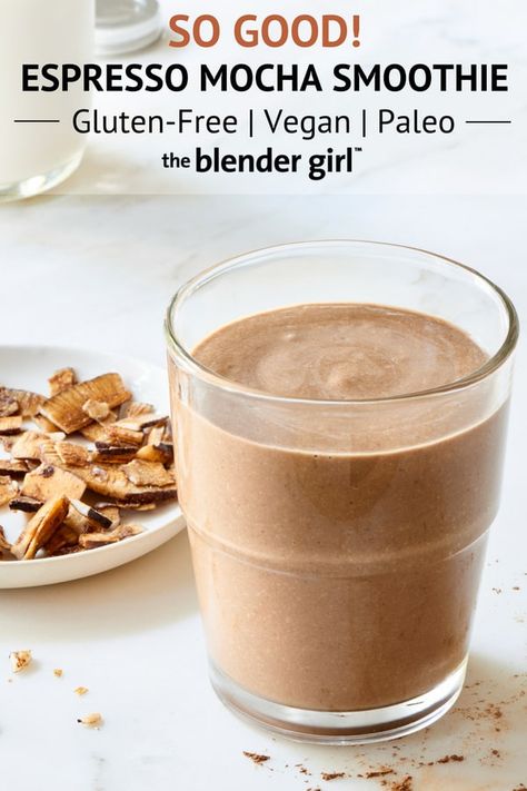 Espresso Smoothie, Mocha Smoothie, Vegan Drinks Recipes, Diet Smoothie Recipes, Vitamix Recipes, Italian Espresso, Vegan Drinks, Maca Root, Coconut Chips