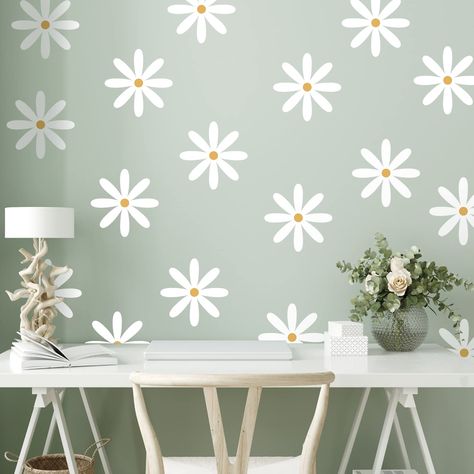 Daisy Decals, Wall Peel And Stick, Flower Wall Stencil, Daisy Wall, Large Daisy, Floral Nursery Decor, Floral Wall Decals, Flower Wall Decals, Flower Wall Stickers