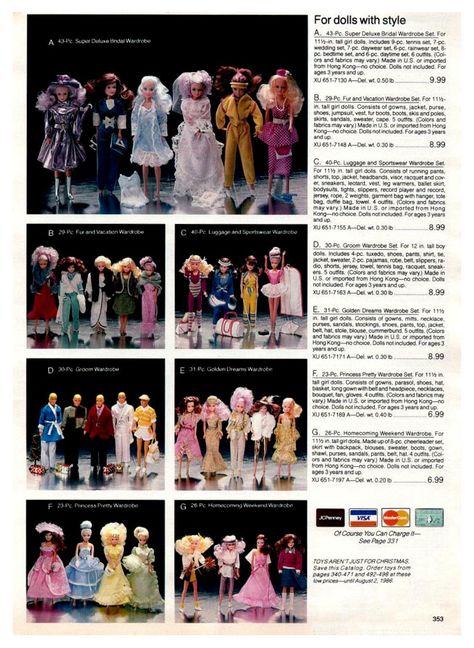 Jcpenney Christmas Catalog, Clone Clothes, Barbie 80s, Bridal Wardrobe, Tennis Set, Wardrobe Sets, Vacation Wardrobe, Christmas Book, Tall Girl