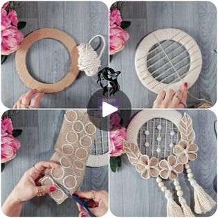 Jute rope and macrame rope decorative wall hanging tutorial🌺 | Jute rope and macrame rope decorative wall hanging tutorial🌺 | By Hobby Knitting Decoration IdeasFacebook Rope Craft Ideas, Boho Crafts Diy, Decorative Wall Hanging, Jute Crafts, Rope Crafts, Diy Garland, Jute Rope, Macrame Design, Wreath Crafts