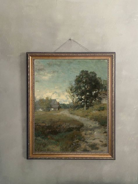 Reproduction Canvas Art (Follow The Lane) Old Art Pieces, Vintage Art Pieces, Antique Paintings On Wall, Art Pieces Aesthetic, Old Art Painting, Old House Painting, Old Oil Paintings, Old Wall Art, Detroit Apartment