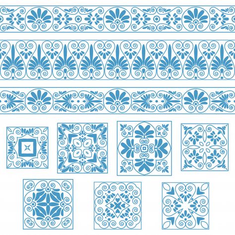 Set collections of old greek ornaments Premium Vector |  #Freepik #freevector #pattern #vintage #floral #texture Ancient Greece Aesthetic, Greek Pattern, Greek Design, Greek Key Pattern, Photographie Portrait Inspiration, Floral Texture, Textile Pattern Design, Greek Style, Greek Art