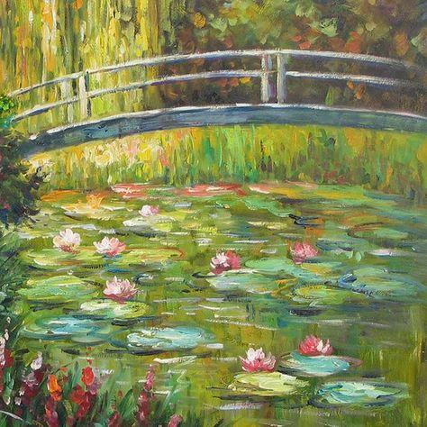 Artist Monet, Bridge Painting, Claude Monet Paintings, Claude Monet Art, Monet Water Lilies, Canvas For Beginners, Monet Art, Canvas Painting Ideas, Monet Paintings