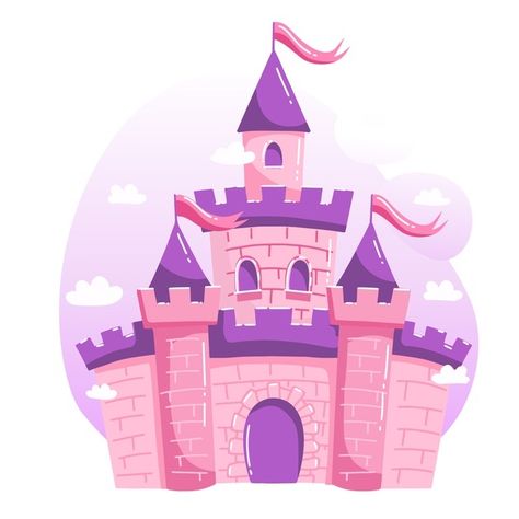 Illustration design with castle Free Vec... | Free Vector #Freepik #freevector #design #castle #magic #illustration Castle Cartoon, Magic Illustration, Castle Vector, Fairies Flying, Castle Illustration, Pink Castle, Castle Art, Princess Drawings, Castle Designs