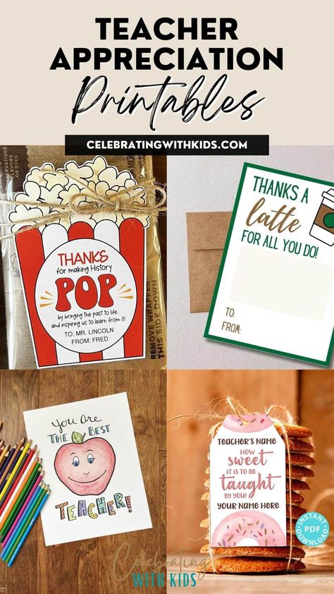 Looking for a unique way to say thank you? Explore our teacher appreciation printables for customizable cards, posters, and more. Popcorn Teacher Appreciation, Teacher Appreciation Gifts Printables, Teacher Appreciation Gift Card, Mentor Teacher, Halloween Teacher Gifts, Teacher Appreciation Printables, Thank You Printable, Showing Gratitude, Thanks A Latte