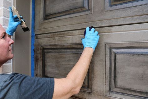 Creating a Faux Wood Garage Door Faux Wood Garage Door Diy, Old Masters Gel Stain, Garage Door Ideas, Faux Wood Garage Door, Wood Garage, Garage Door Types, Mother Daughter Projects, Dry Brush Technique, Garage Door Makeover