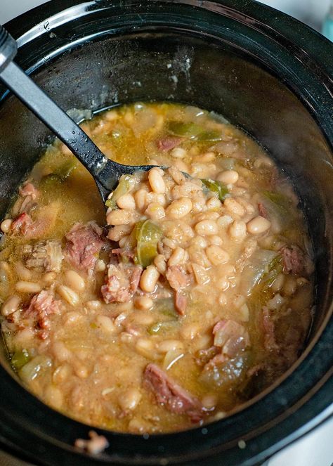 Beans Slow Cooker, Crockpot Ham And Beans, Beans Recipe Crockpot, Beans And Ham, Beans In Crockpot, 15 Bean Soup, Crockpot Ham, Slow Cooker Ham, The Magical Slow Cooker