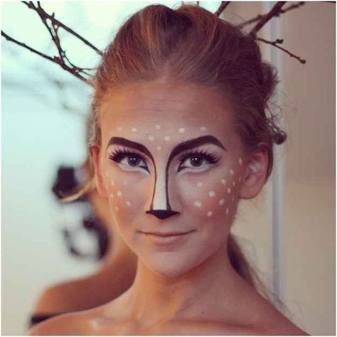 16 Deer Makeup And Antler Ideas For The Cutest Halloween Costume Deer Halloween Makeup, Carnaval Make-up, Antler Ideas, Fantasy Make-up, Deer Makeup, Christmas Face Painting, Halloweenský Makeup, Animal Makeup, Deer Costume