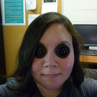 Coraline Button Eyes (see through and prescription); could possibly do this with in tact glasses, without having to glue lenses to my face. Halloween Costumes Coraline, Coraline Button Eyes, Coraline Halloween Costume, Coraline Button, Coraline Makeup, The Other Mother, Coraline Costume, Circle Face, Other Mother