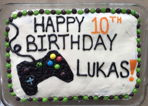 Video game cake #videogames #video #games #cake Gaming Party Cake Ideas, Gamer Birthday Sheet Cake, Video Game Birthday Cake Ideas, Easy Video Game Cake, Video Game Sheet Cake, Video Game Cupcake Cake, Video Game Cookie Cake, Gaming Birthday Cakes For Boys, Video Game Controller Cake