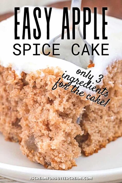 Boxed Spice Cake Recipes Ideas, Spice Cake Mix Recipes, Apple Spice Cake Recipe, Apple Cake Recipe Easy, Boxed Cake Mixes Recipes, Apple Spice Cake, Cake Mix Desserts, Spice Cake Recipes, Fall Cake