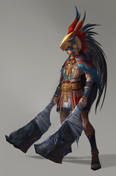 Tribal Hero by Showmeyourmoves.deviantart.com on @DeviantArt Personaje Fantasy, Aztec Warrior, Heroic Fantasy, Aztec Art, Male Character, 캐릭터 드로잉, Fantasy Male, Comics Art, Fantasy Warrior