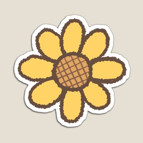 Sunflower Clipart Free, Sunflower Cute Drawing, Sunflower Illustration Simple, Sunflower Aesthetic Drawing, Yellow Things To Draw, Cute Sunflower Drawing, Doodle Art Stickers, Sunflower Drawing Aesthetic, Sunflower Border Design