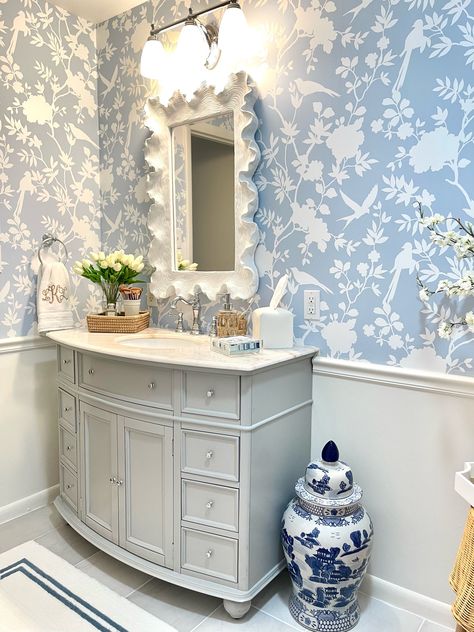 Mono Hampton Blue Toile Vinyl Peel … curated on LTK Hamptons Style Interior, Blue Vanity, House Bathrooms, Grand Millennial, Southern Design, Blue Toile, Bathroom Remodel Shower, Coastal Living Room, Farmhouse Decor Living Room