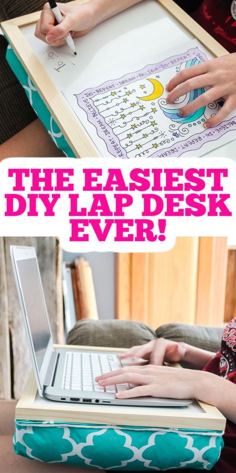 Lap Desk Diy, Diy Lap Desk, Home School Desk, Lap Desk For Kids, Diy Laptop Stand, Diy Kalender, Diy Laptop, Lap Tray, Diy Tray