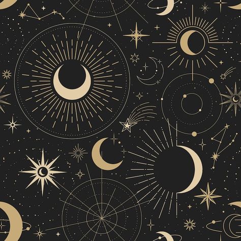 Mystical Halloween, Free Tarot Cards, Galaxy Pattern, Free Tarot, Card Pattern, Moon And Stars, Free Vector Art, Boho Wall Art, Graphic Patterns