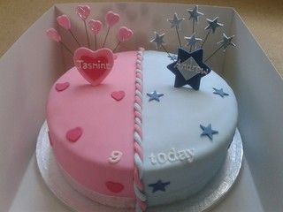 Twin Boy And Girl Birthday Cake, Cake Designs For Twins Boy And Girl, Cake For Twins Boy And Girl, Birthday Cake For Twins Boy And Girl, Baby Reveal Cakes, Girl Birthday Cake, Cake Designs For Boy, Half Birthday Cakes, Cake Designs For Girl