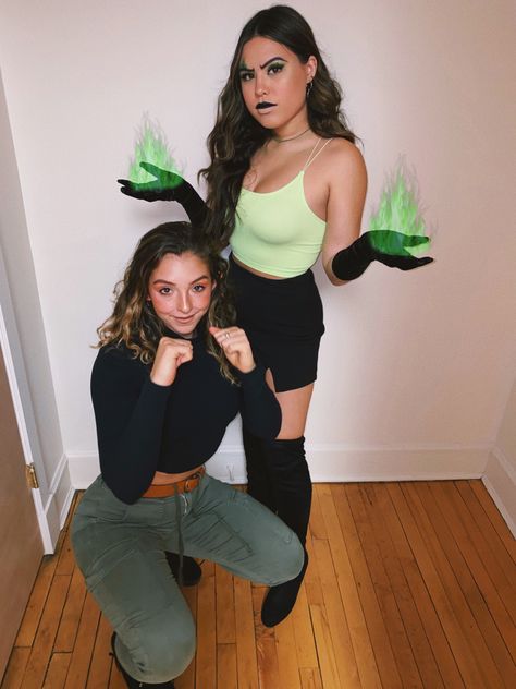 Shego Halloween Costume, Kim Possible Halloween Costume, Carrie Halloween Costume, Kim Possible Costume, All Black Halloween Costume, Black Dress Halloween Costume, Black Halloween Costumes, Halloween Costumes To Make, Duo Halloween Costumes