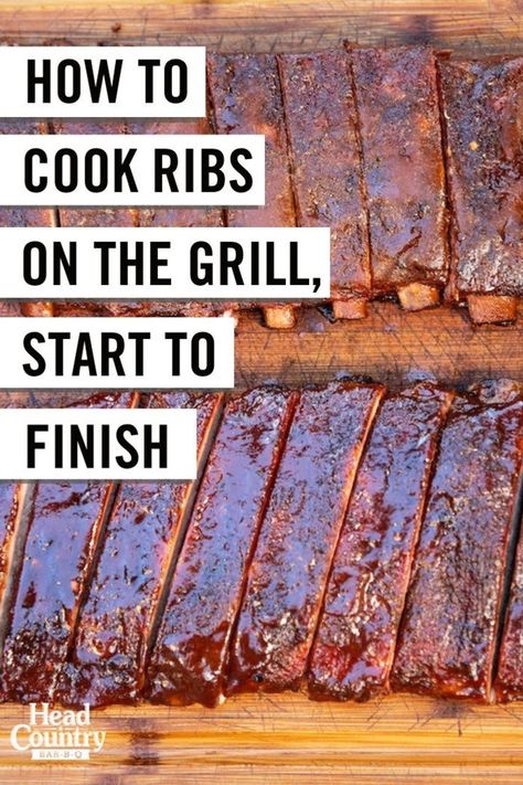 Grilled Ribs Charcoal, Grilled Spare Ribs, Grilling 101, Ribs On The Grill, Gas Grill Recipes, Recipes For Bbq, Country Bbq, Pork Ribs Grilled, Easy Ribs