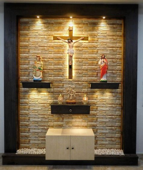 Prayer Room Ideas Catholic, Alter Design For Home Catholic, Altar Design Home Catholic, Altar Design Home, Home Altar Catholic Beautiful, Wall Altar Ideas Catholic, Christian Room Decor, Altar Catholic, Home Altar Catholic