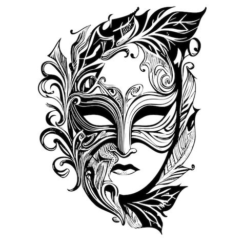 Vector carnival mask hand drawn sketch i... | Premium Vector #Freepik #vector #venetian-mask #carnival-mask #masquerade-mask #party-mask Moriones Festival Mask, Venetian Mask Tattoo, Masks Tattoo, Moriones Festival, Venice Festival, Comedy And Tragedy Masks, Tragedy Mask, Venice Mask, Mask Drawing