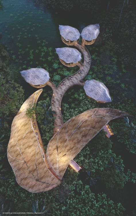 Pod Architecture Design, Biomimicry Landscape Architecture, Forest Concept Architecture, Natural Architecture Concept, Eco Resort Architecture Concept, Organic Design Architecture, Forest Architecture Concept, Tree Architecture Concept, Biomimicry Architecture Concept