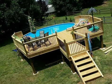 Above ground pool ideas, above ground swimming pool with deck, above ground pool maintenanc… | Pool deck plans, Above ground swimming pools, Swimming pools backyard Pool With Deck Above Ground, Above Ground Pool Maintenance, Swimming Pool With Deck, Pool With Deck, Landscaping Hacks, Piscina Diy, Oberirdischer Pool, Ideas De Piscina, Boho Deck