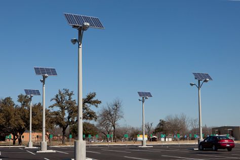 Solar Lighting for Parking Lot at VA Temple TX Solar Parking, Parking Lot Lighting, Solar Lighting, Solar Street Light, Lighting Products, Light Project, Power Led, Parking Lot, Street Light