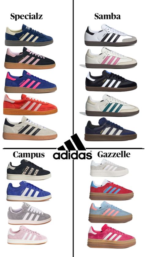 The adidas 00’s shoes collection which include samba, campus, specialz and gazzele. Adidas Shoes Samba, Pretty Sneakers, Samba Outfit, Adidas Samba Og, Adidas Campus, Swag Shoes, Shoes Collection, Dream Shoes, Adidas Samba