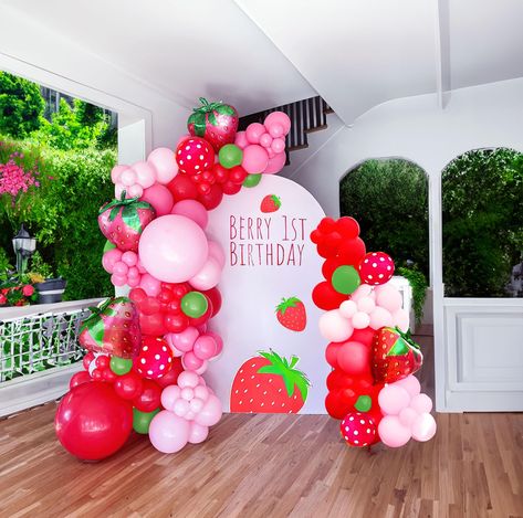 PRICES MAY VARY. 【Cutie strawberry Balloon garland Kit】The 120pcs berry first balloon kit Mix Red，magenta pink baby pink and green balloon,with large mylar strawberry balloons let‘s Celebrate your little one's berry first birthday party 【Reliable Color 】 We insist on real photography，Providing True Color of every single balloons,what you have to do is trust your color insprition and idea. Reliable Consistent Color Balloons to Make your Party Decor Perfect. 【WIDE APPLICATION】- Make your party pop Pink First Birthday Party Theme, Red Pink Green Balloon Garland, Pink Red Garland, Rookie Of The Year First Birthday Fruit, Fruit Ballon Arch, Strawberry Shortcake For Birthday, Berry 1st Bday, Berry First Birthday Balloon Garland, Strawberry And Daisy Birthday