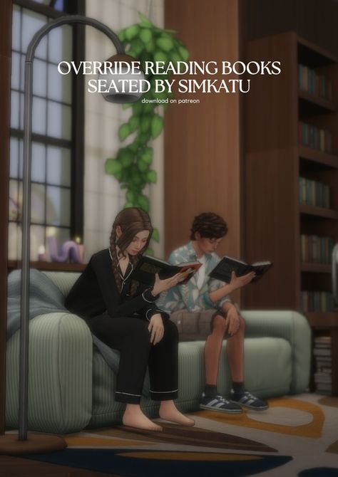 ​​﻿​override reading books seated by simkatu | Patreon Sims 4 Reading Poses, Sims 4 Animation Override, Ts4 Override, Sims Overrides, Sims 4 Cas Background, Sims 4 Stories, The Sims 4 Pc, Sims Builds, Tumblr Sims 4