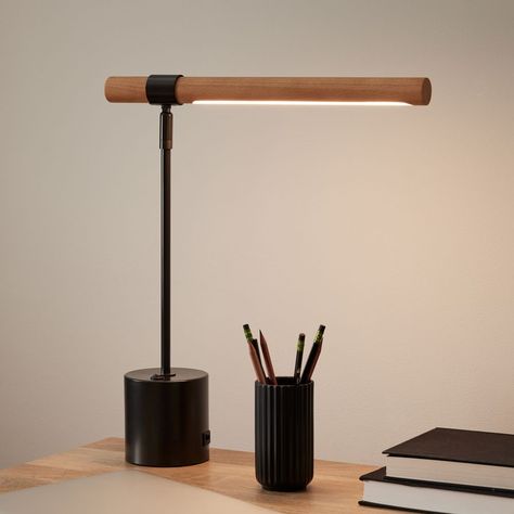 The slim frame of the Work Linear Wood LED Task Light brightens any workspace with long-lasting LED light port. long-lasting LED light—that means you'll never have to replace another light bulb again. Please note: Your payment does not include customs duties, local taxes, or any other import costs. If you have any questions about our products, please contact us and we will get back to you within 24 hours. Product Size Size: Dia 45cm x H 45cm / ∅ 17.7″ x H 17.7″ Details Material: Metal, Acrylic L Table Lamp Wood, Wood Shades, Led Table, Wood Lamps, Desk Light, Led Table Lamp, Ceramic Table Lamps, Modern Table Lamp, Desk Lamps