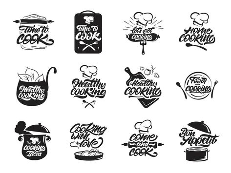 Cooking Icon, Cooking Logo, Cooking Quotes, Kitchen Stickers, Couple Drawing, Restaurant Catering, Chef Kitchen, Handwritten Letters, Chefs Kitchen