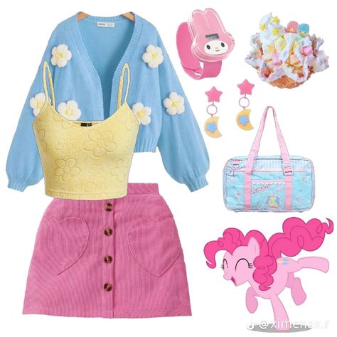 Bubblegum Core Aesthetic Outfit, Vee Aesthetic, Pinkie Pie Outfit, Kidcore Outfit, Aesthetic Character, Best Winter Outfits, Shein Outfits, Kawaii Fashion Outfits, Drawing Stuff