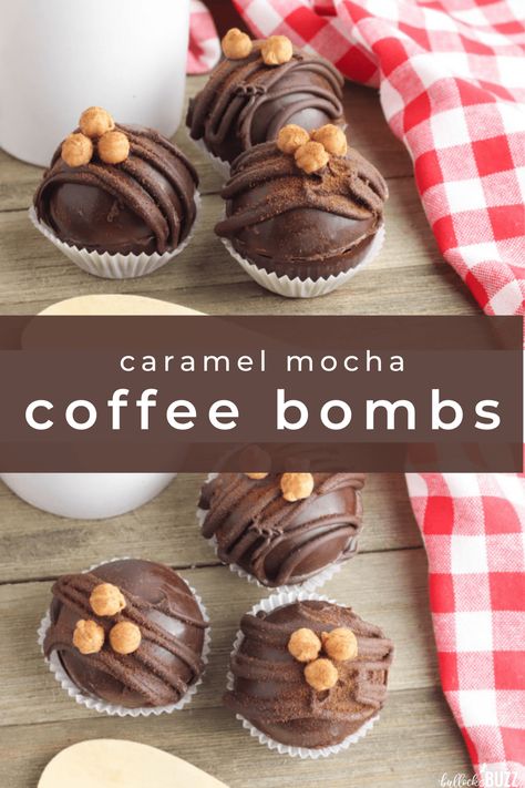 These delectable Caramel Mocha Coffee Bombs are made with delicious chocolate, espresso mix, and caramel for a scrumptiously warm and delicious drink. Coffee Candy Recipe, Coffee Bombshell Recipe, Hot Chocolate Bombshell Recipe Easy, Coffee Bomb Recipe, Caramel Mocha Coffee, Coffee Bomb, Coffee Diy, Diy Hot Chocolate, Hot Chocolate Cocoa