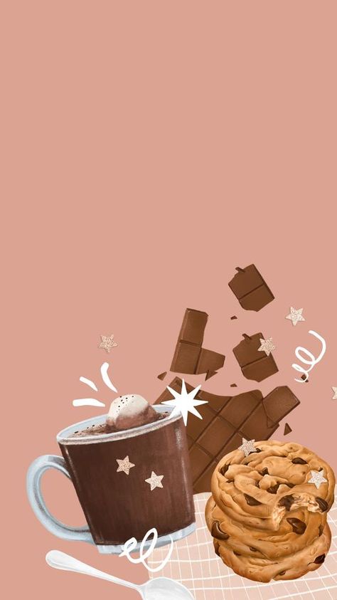 Wallpaper Cookies Backgrounds, Bakery Wallpaper, Wallpaper Chocolate, Cookies Wallpaper, Images Of Chocolate, Christmas Wallpaper Iphone Cute, Desserts Drawing, Tea Wallpaper, Dessert Illustration