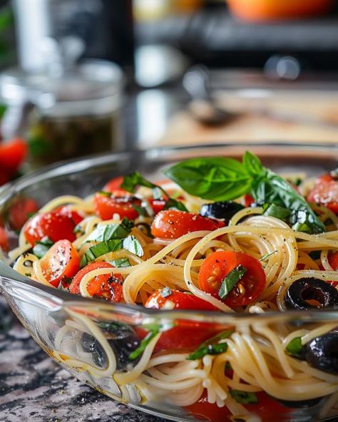 California Spaghetti Salad Recipe, California Spaghetti Salad, California Spaghetti, Olive Tapenade Recipe, Pasta With Olives, Tapenade Recipe, Spaghetti Salad, Italian Salad Dressing, Salad Dishes