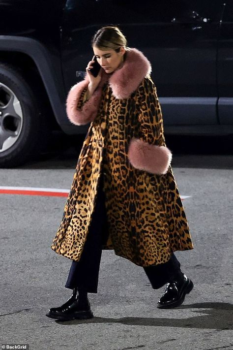 Cheetah Print Coat, Charlotte Simone, Looks Street Style, Print Coat, Emma Roberts, Coat Outfits, Moda Vintage, Mode Inspo, Looks Chic