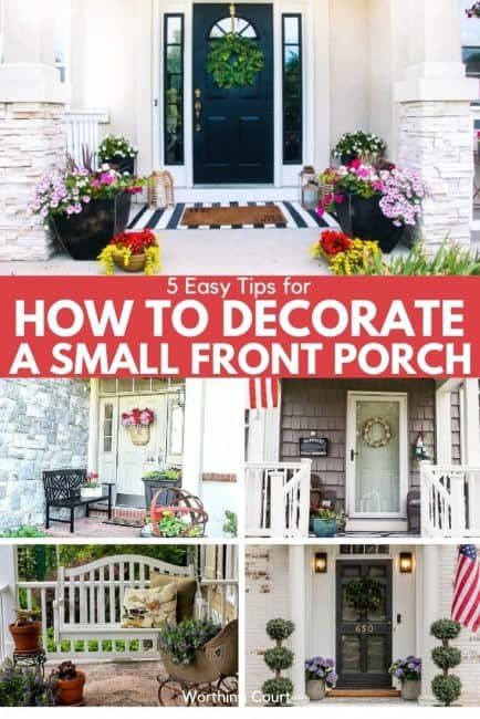 Staging Front Porch To Sell, Small Front Porch Decorating Ideas, Small Porch Decorating Ideas, Front Entry Decor, Front Porch Decorating Ideas, Small Porch Decorating, Add Curb Appeal, Small Porch, Kerb Appeal