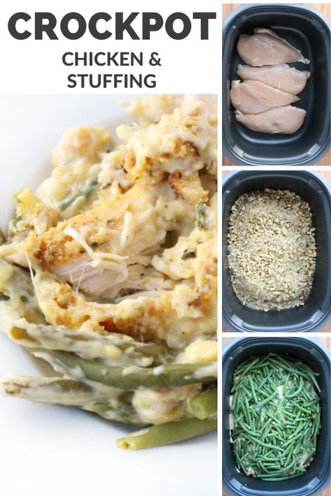 Crockpot Chicken And Stuffing, Creamy Crockpot Chicken, Beans In Crockpot, Chicken And Stuffing, Chicken Stuffing, Easy Crockpot Chicken, Stuffing Casserole, Crockpot Dishes, Stuffing Recipes