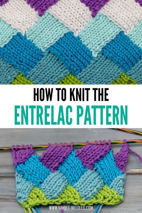 Entrelac Knitting Pattern Free, Entrelac Knitting, Knit Techniques, Crochet Cushion Pattern, Crochet Knit Blanket, Knitting Lace, Knitting Hacks, Knitting Patterns Free Blanket, Knifty Knitter