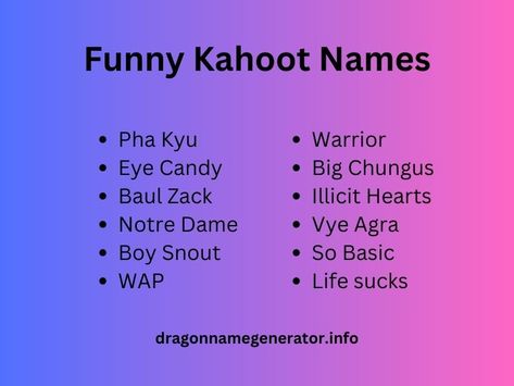 Funny Insulting Names, Funny Kahoot Names, Kahoot Names, Funny Insulting, Insulting Names, Funny Nicknames, Girls Night Party, Girls Night, Eye Candy