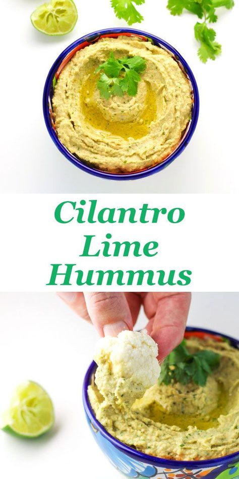 This Cilantro Lime Hummus is made with simple, healthy ingredients, and is a crowd favorite! | Tastefulventure.com Cilantro Lime Hummus, Healthy Afternoon Snacks, Baking Soda Beauty Uses, Healthy Ingredients, Hummus Recipe, No Dairy Recipes, Cilantro Lime, How To Eat Less, Healthy Ingredient